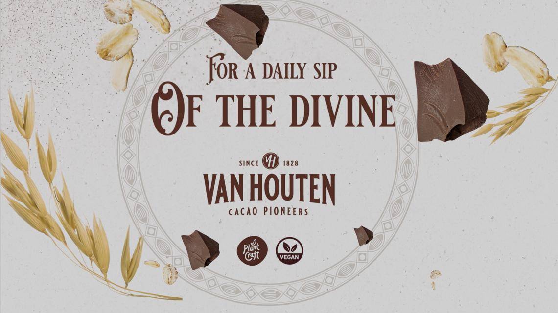 Discover oat and cocoa drink powder by Van Houten Van Houten